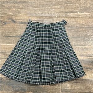 Classic Plaid A-Line Skirt - Green Plaid